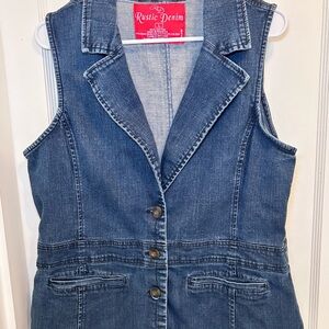 Rustic Denim Vintage Y2K Denim Button Down V-Neck Vest Women’s L